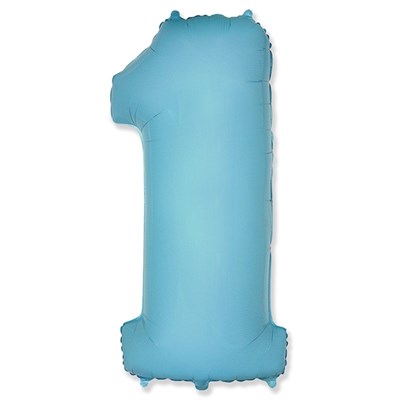 Цифра "1" (40"/102см) голубая, Flex metal - фото 5478