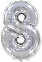 Цифра "8" (40"/102см) серебро,Flex Metal