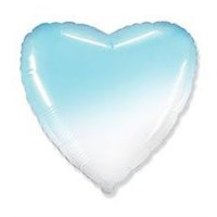 Сердце (18"/46 см) Бело-голубой градиент, Flex metal