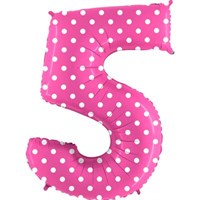 Цифра "5" (40"/102см) горошек на розовом