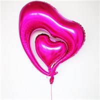 Двойное сердце (32") ярко-розовое
