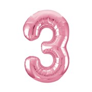 Цифра "3" (40"/102см) slim нежно-розовая, Веселуха