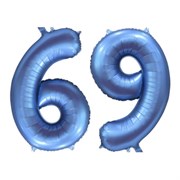 Цифра "6" (34"/86см)slim синий сатин, Falali