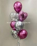 Фонтан из 10 шаров, хром розовый/хром серебро